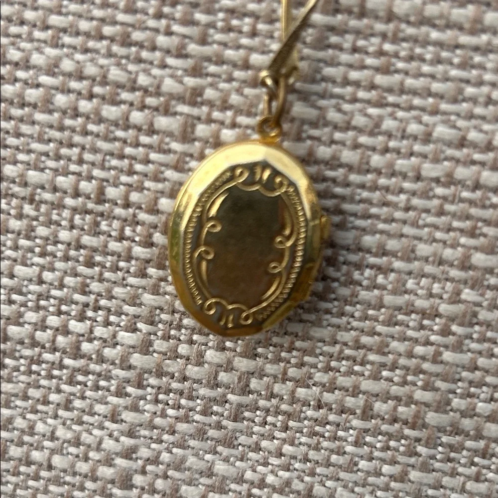 Vintage Gold Floral Portrait Locket Necklace with Pink Rose - Picture 4 of 9